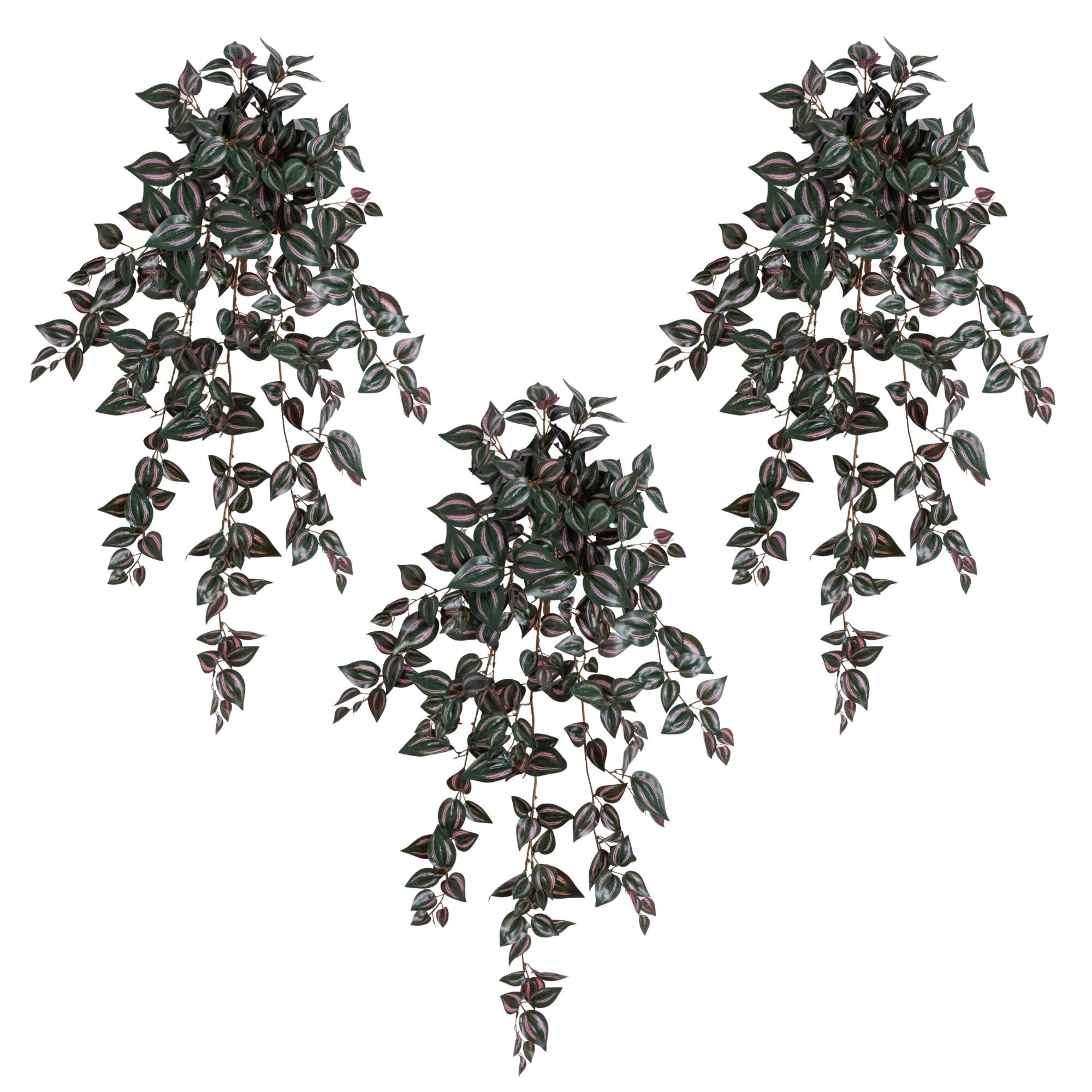 41" UV Resistant Artificial Wandering Jew Hanging Plant (Indoor/Outdoor)- Set of 3